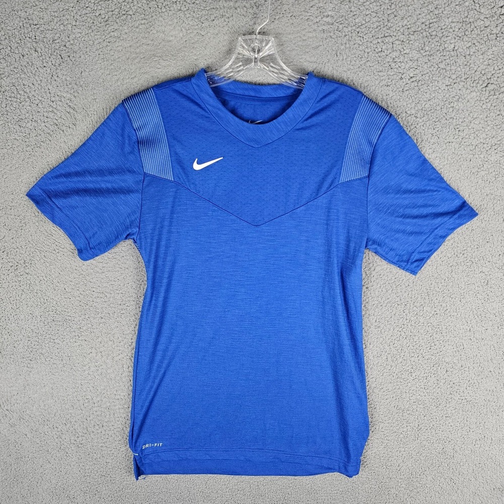 Nike Training Shirt Mens S Blue Dri-Fit Football Mesh Elastic CW3540-480